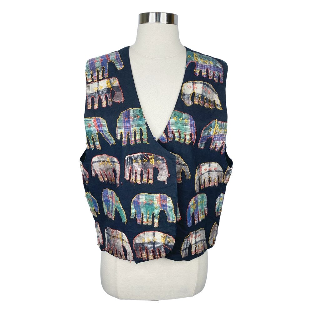 Vintage Soho Compagnie Streetwise Clothing Elephant Patchwork Vest - Large